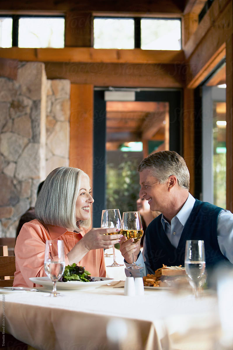 Senior couple dining in Napa Valley