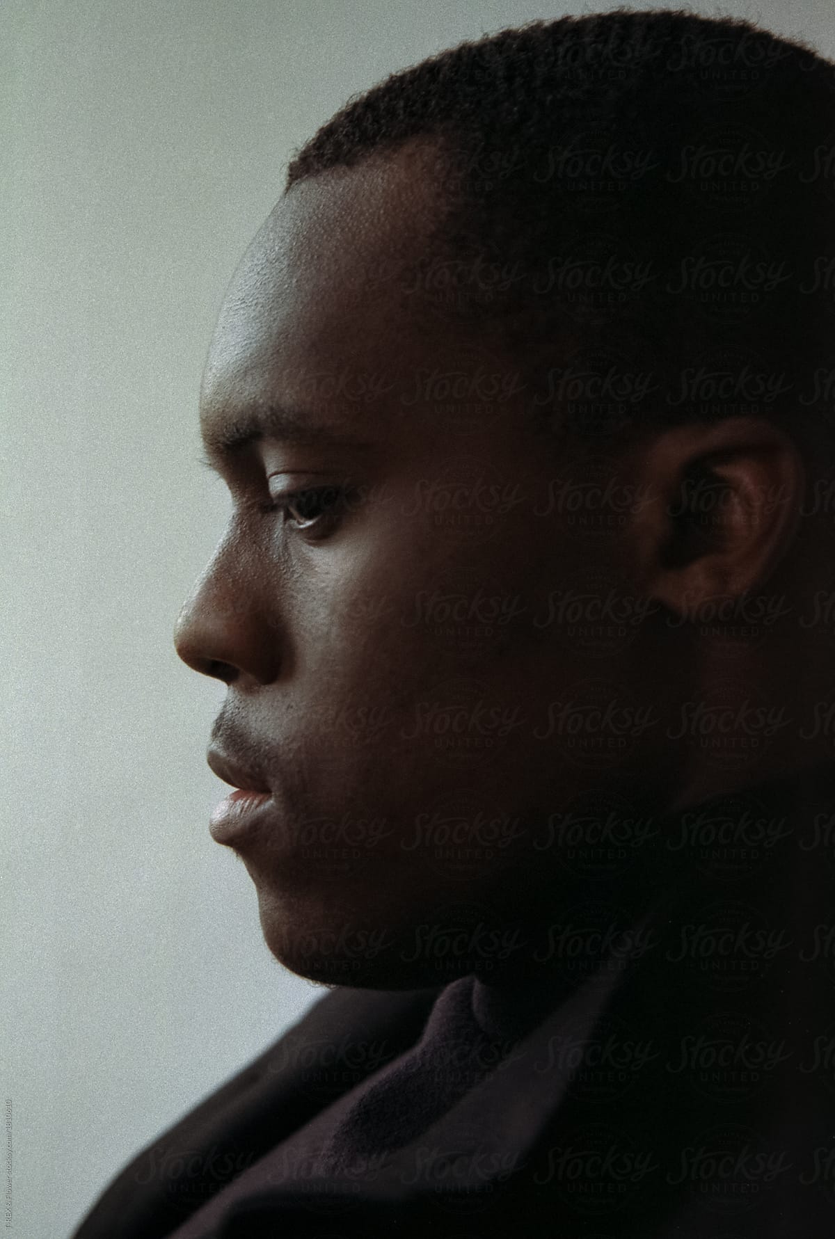 Profile of black serious man