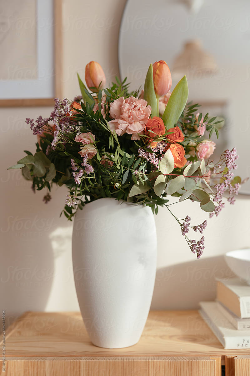 Bouquet of flowers in ceramic vase