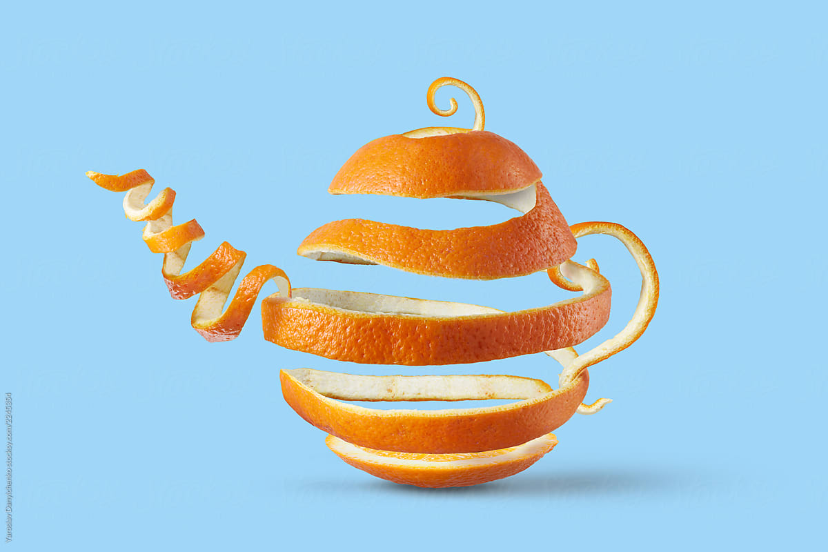 Teapot made of spiral orange peel