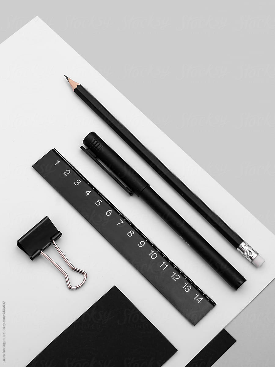 Black and white stationery and design identity mockup