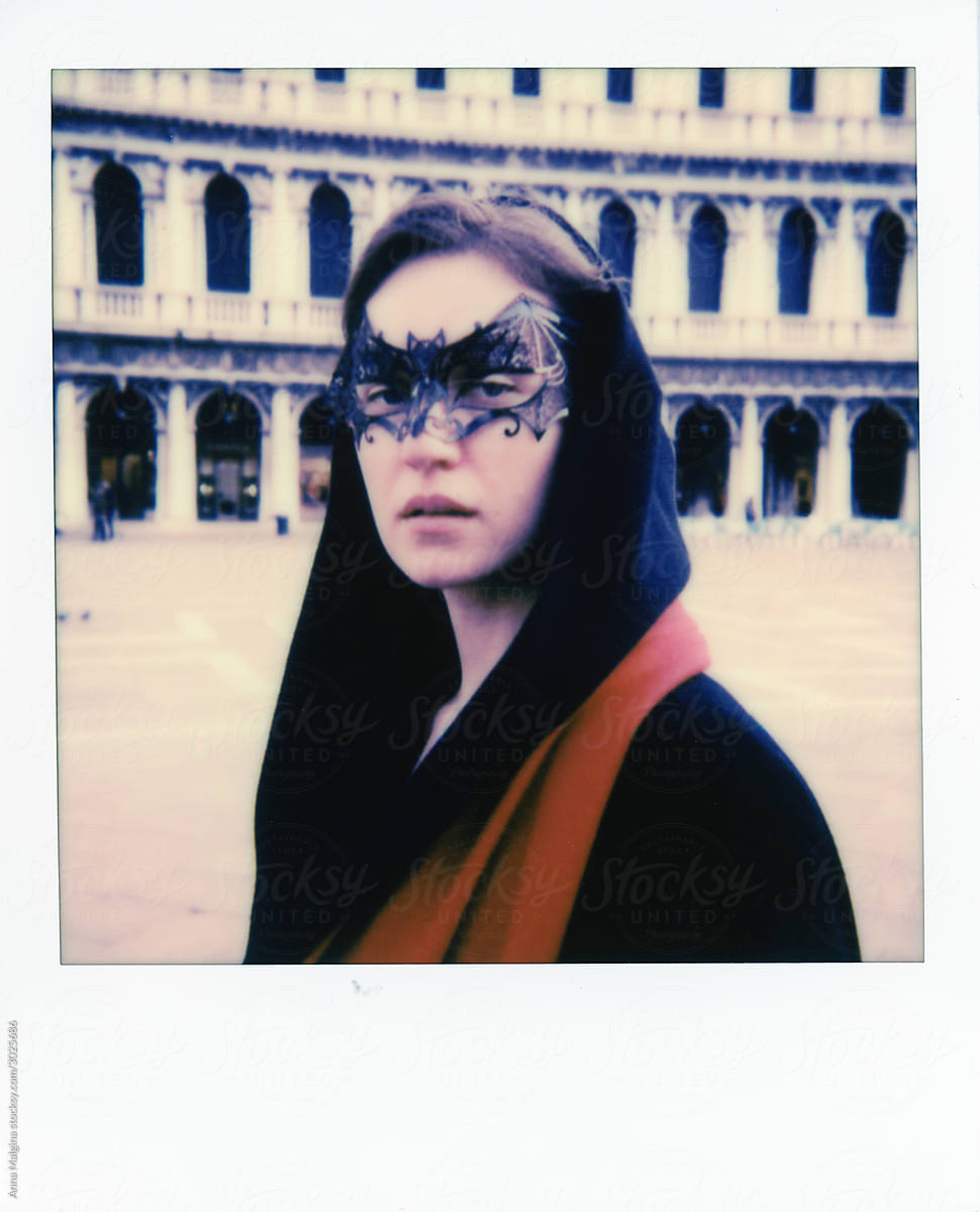 portrait of a woman in mask in Venice