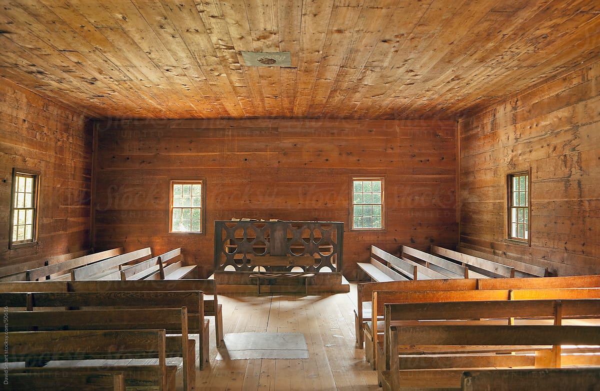 1887 church interior Smoky Mountains National Park