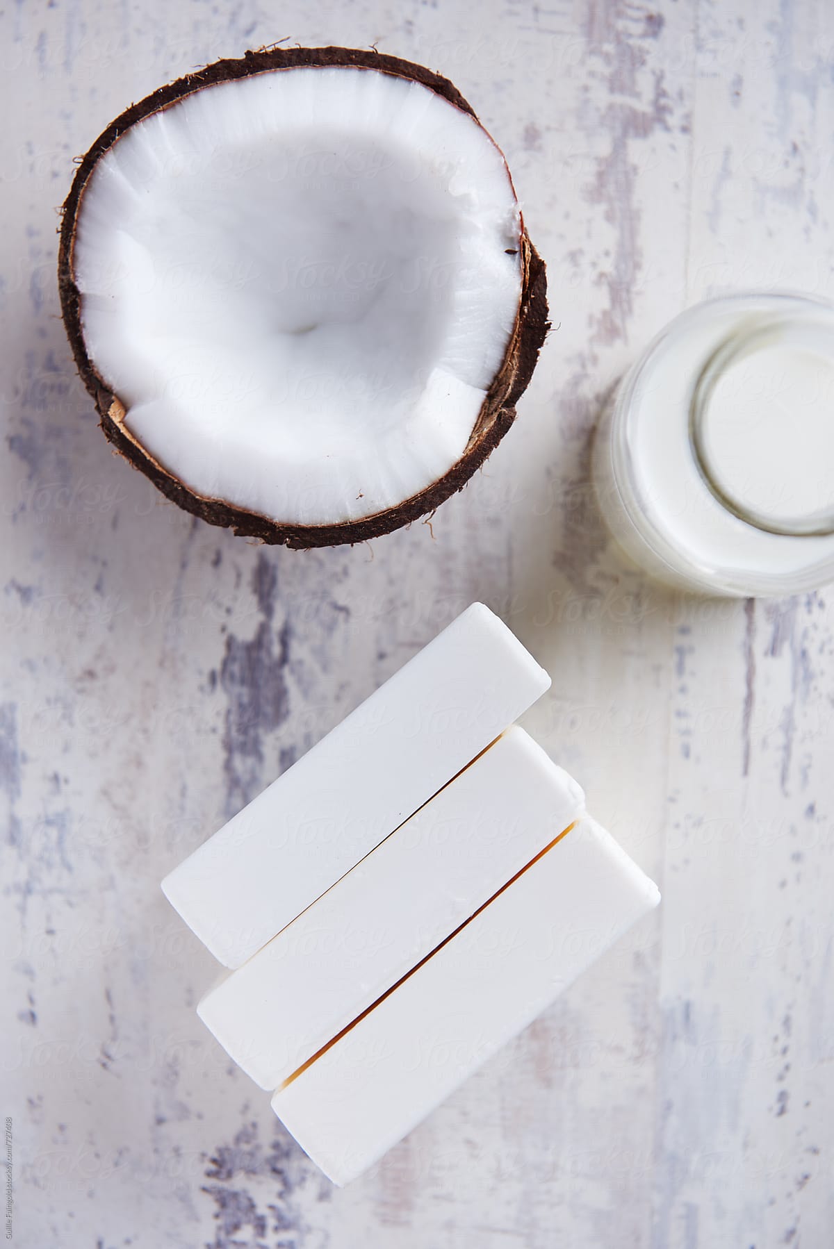Coconut skincare soap production.