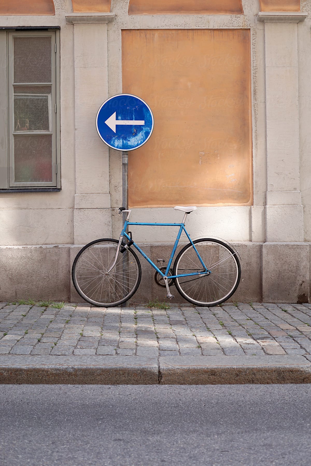 Vintage bike parked on a street in Stockholm
