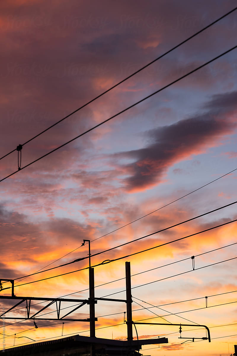 Sunset Skies and Urban Lines