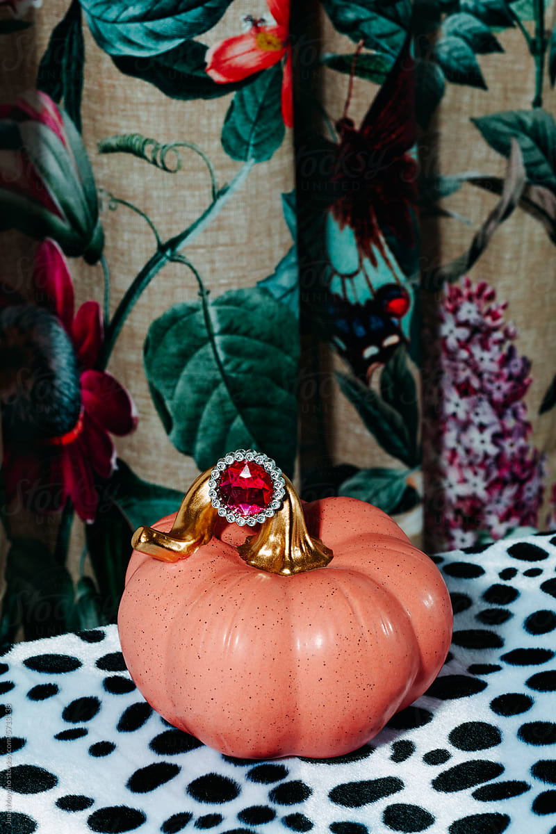 pink pumpkin with a ring in its stalk