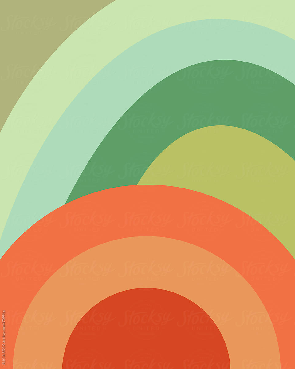 Layered Abstract Color-Blocked Rainbow Lines