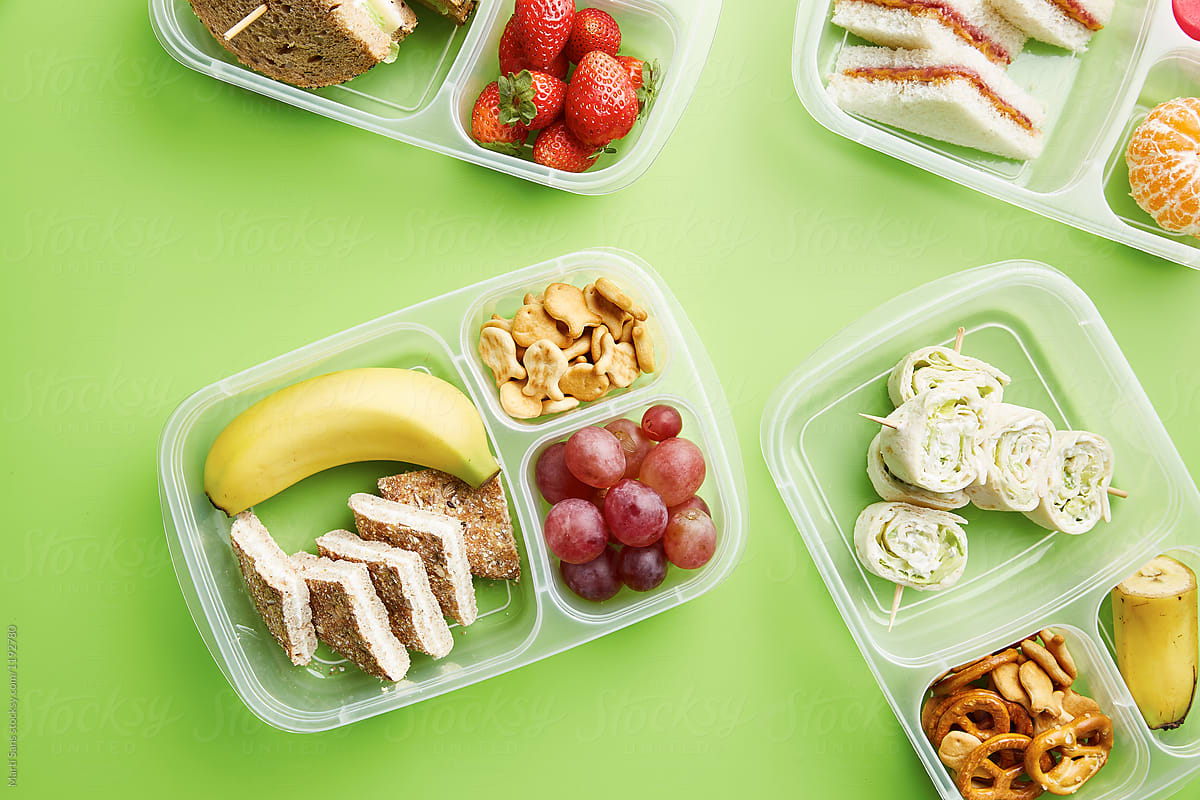 Opened lunchboxes for kids