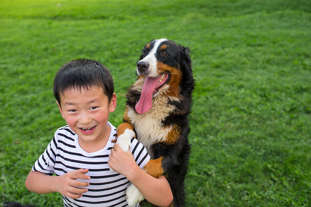a-big-dog-playing-with-a-little-boy-by-stocksy-contributor-bo-bo
