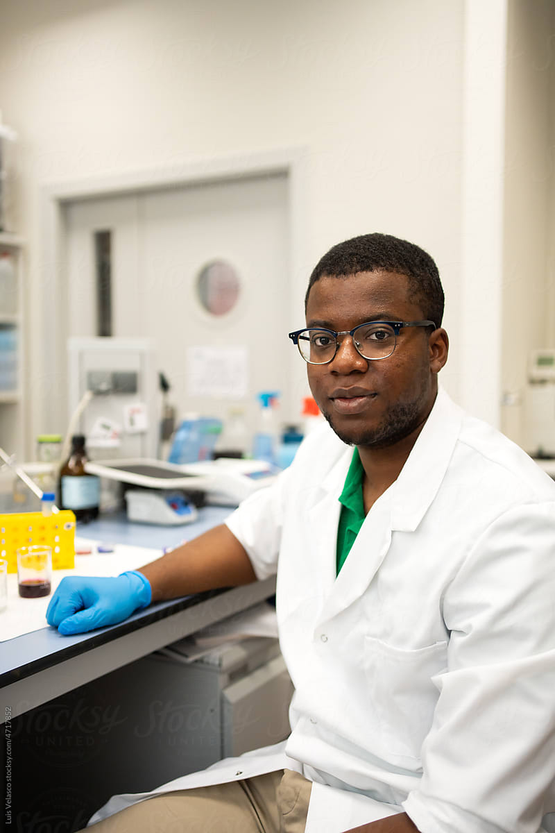 Portrait Of A Black Scientist Working In A Science Project In The Lab.