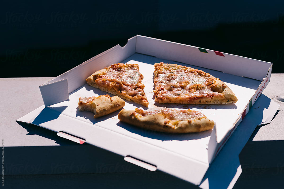 Pizza leftover in a box