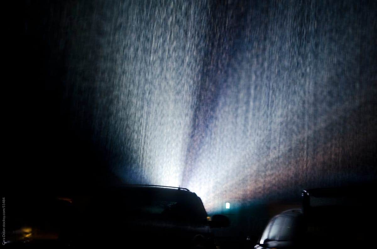 Pouring rain at the drive-in movie theater