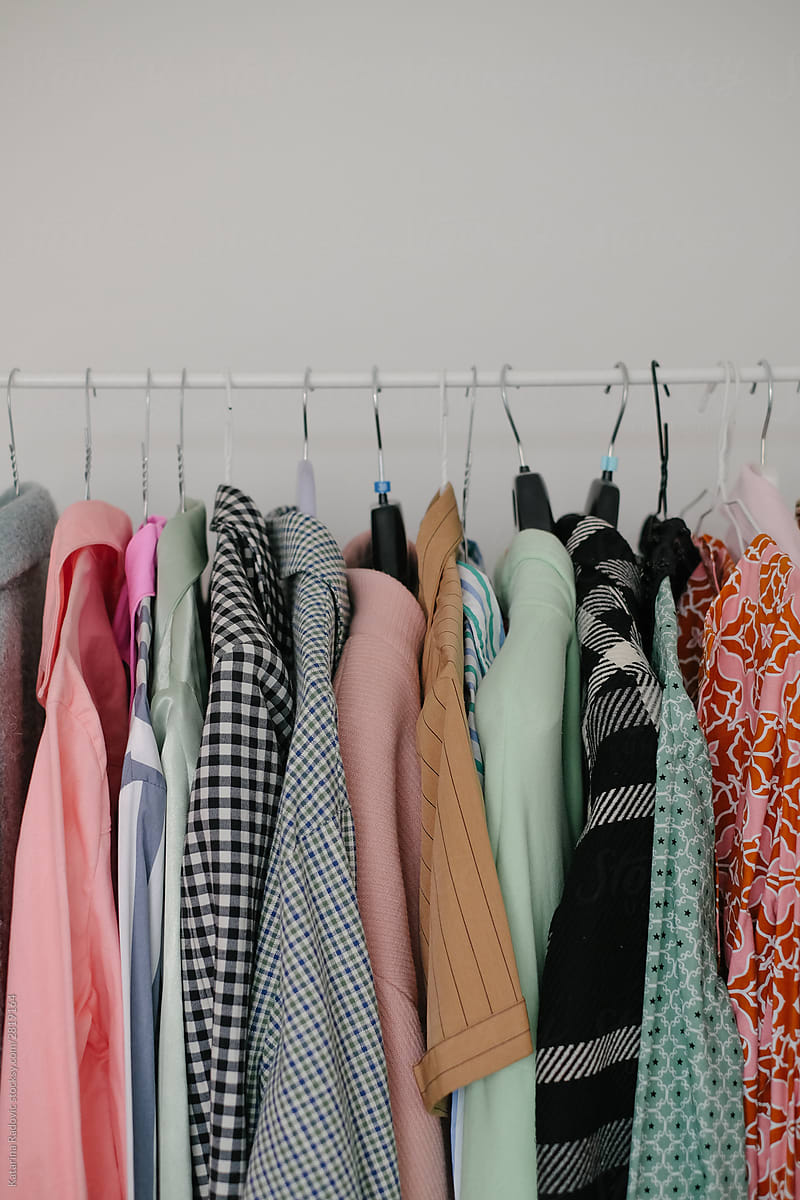 Colorful Clothes on a Clothing Rack