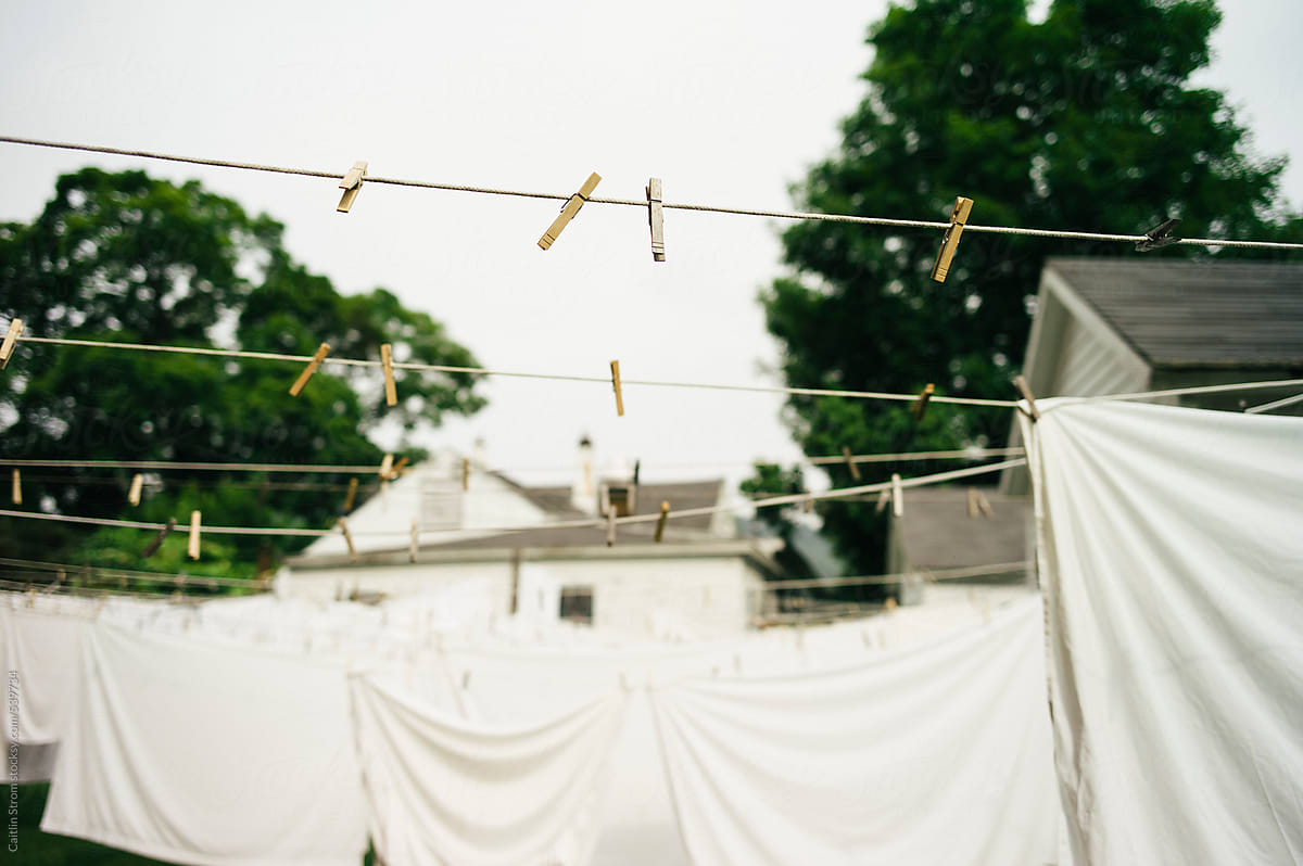white sheet clotheslines