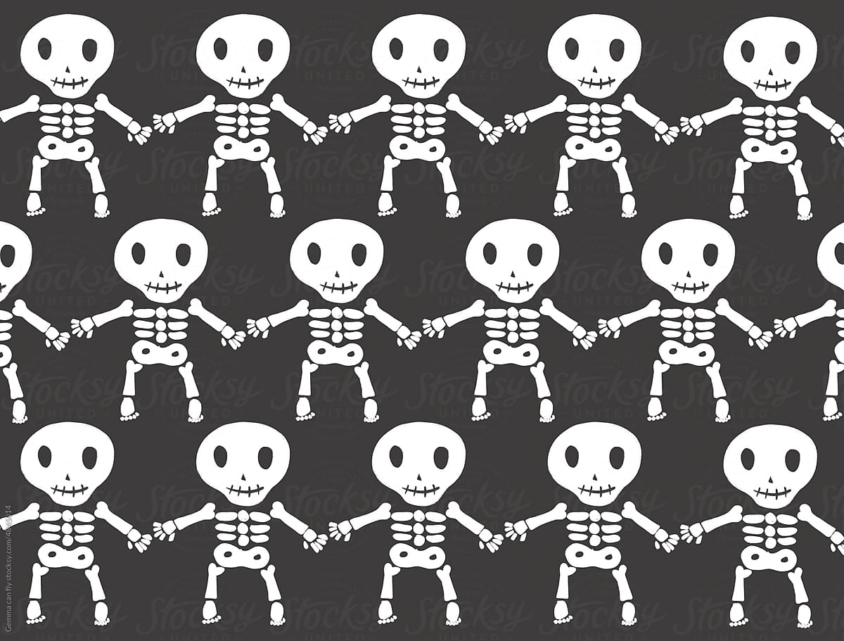Skeleton spooky Halloween illustration