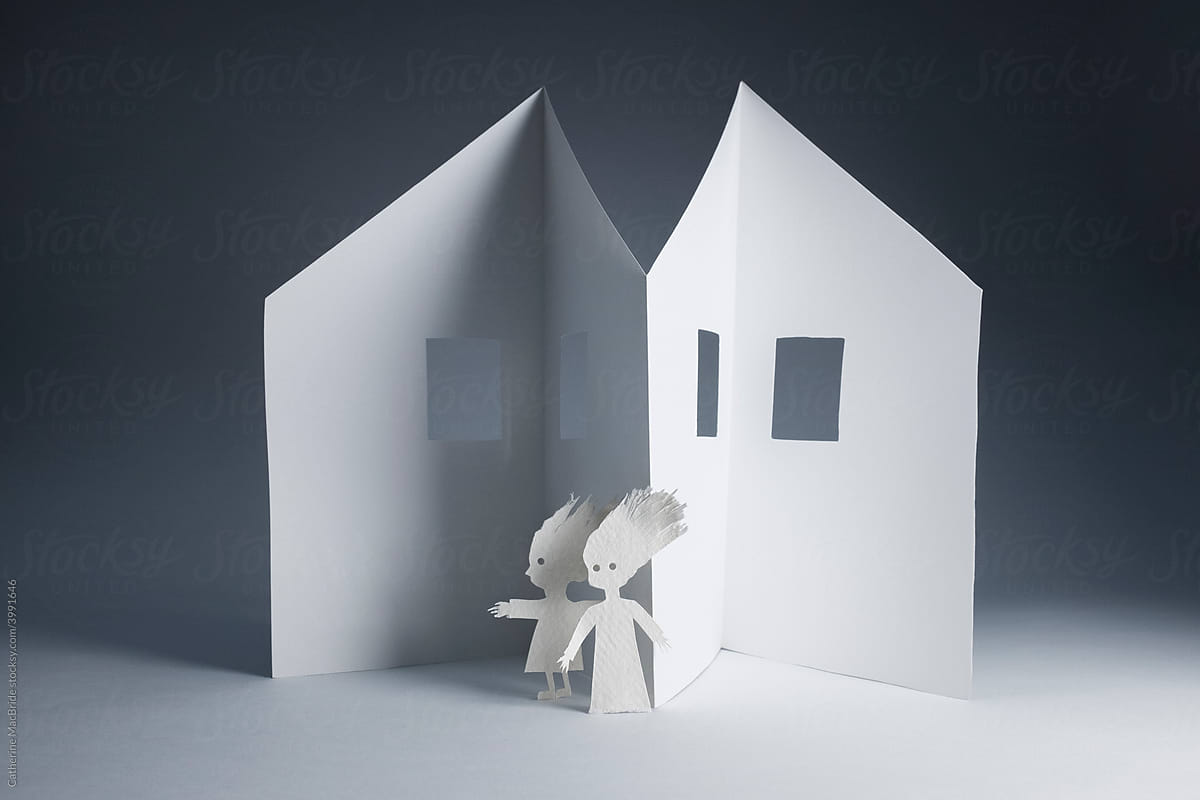 Paper Figures in a paper-craft building