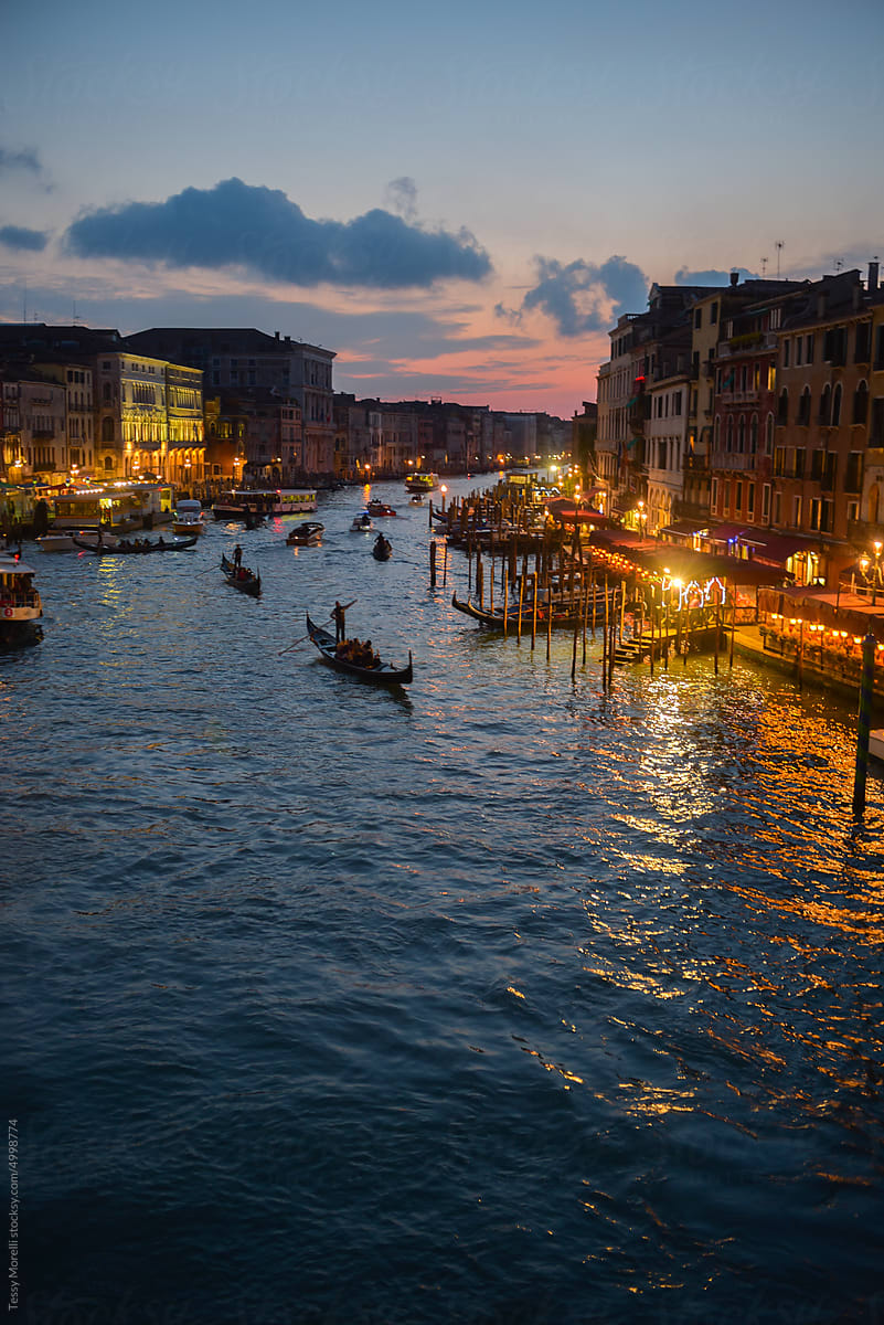 Venice from the Rialto Bridge at dusk