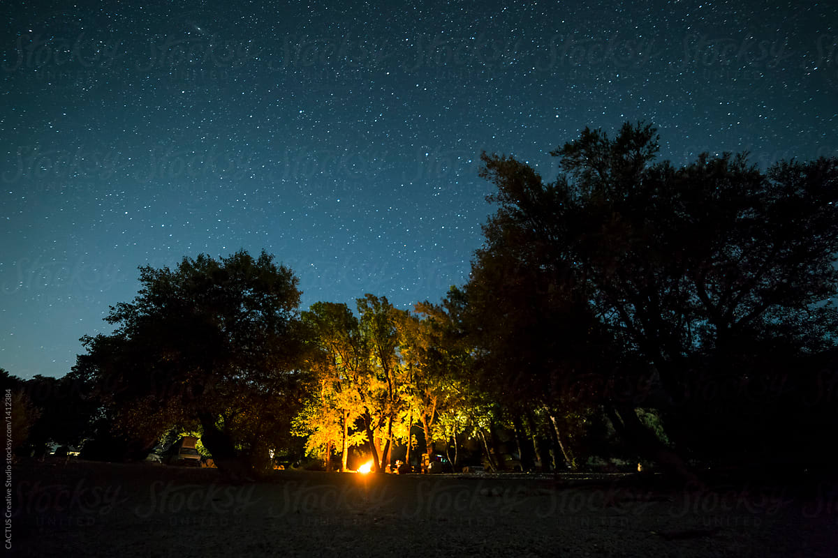 Campfire under the stars