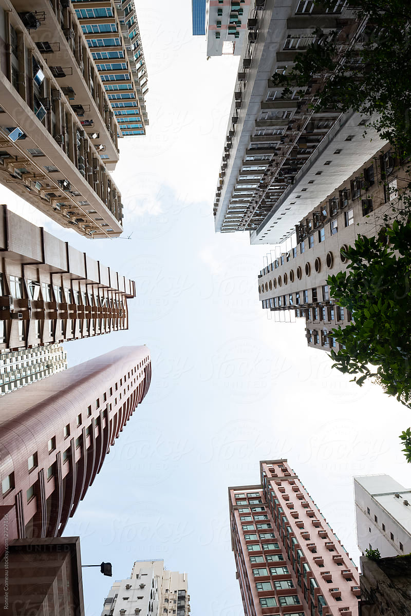 Looking Up at Hong Kong Buildings