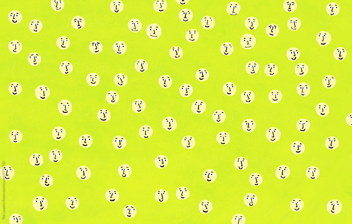 Happy emoji crowd concept