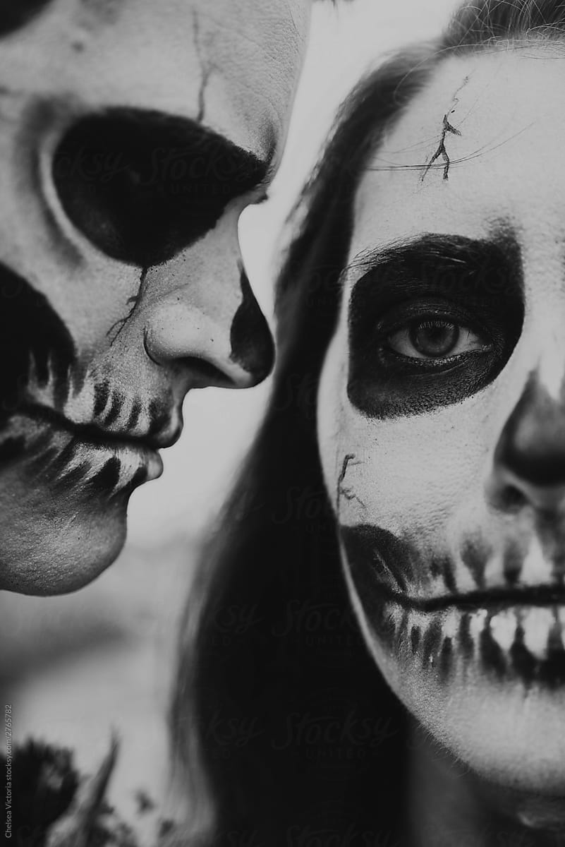 A skeleton themed engagement shoot