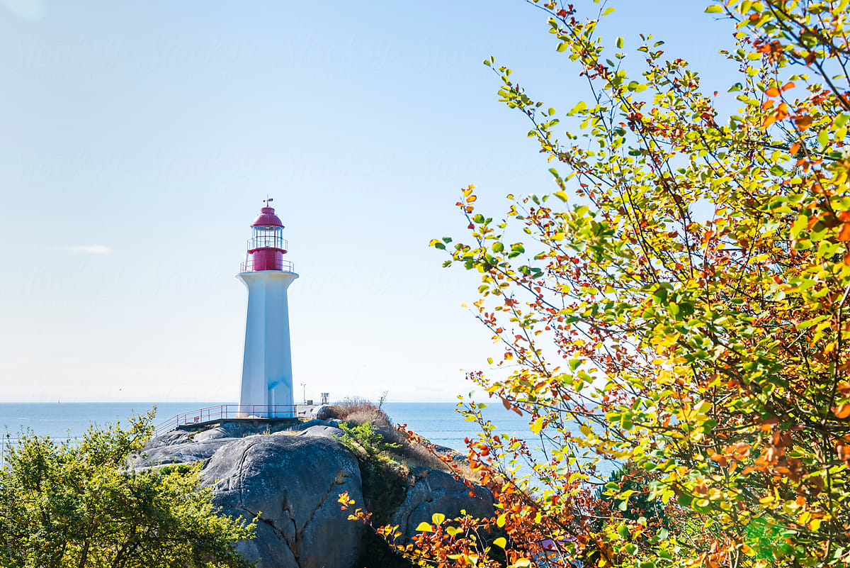 A view of the lighthouse at Lighthouse Park, West Vancouver, Can