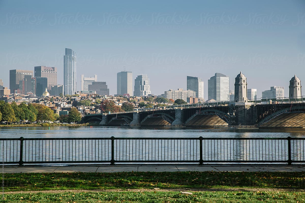 City View of Boston skyline landscape  from Cambridge, MA