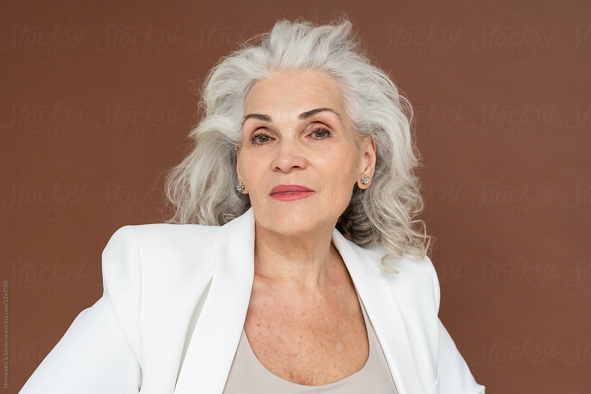 Self-confident Woman With Silver Hair