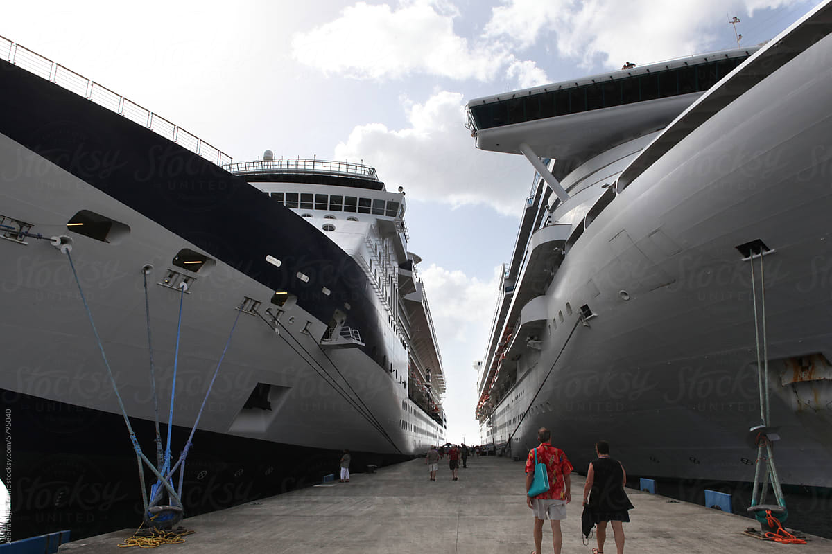 Cruise ships anchored at the docks