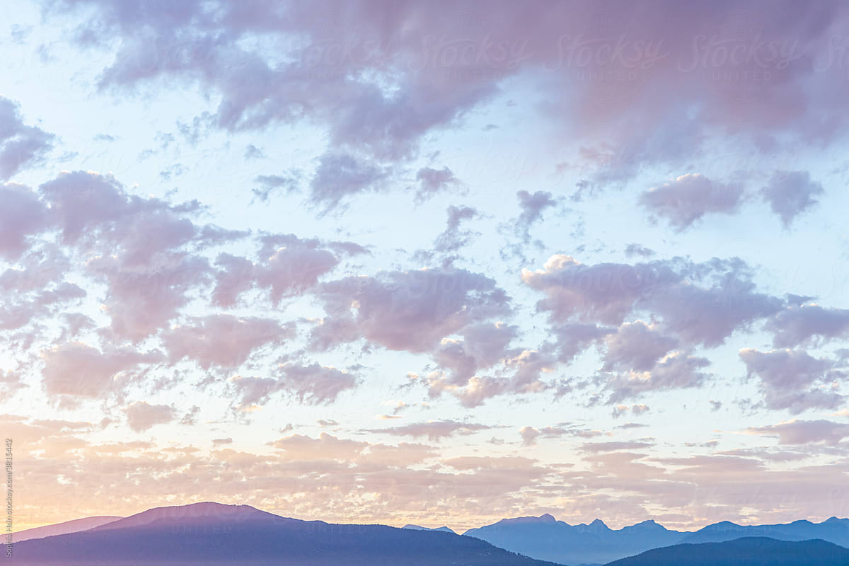 Landscape of mountains and sunset sky