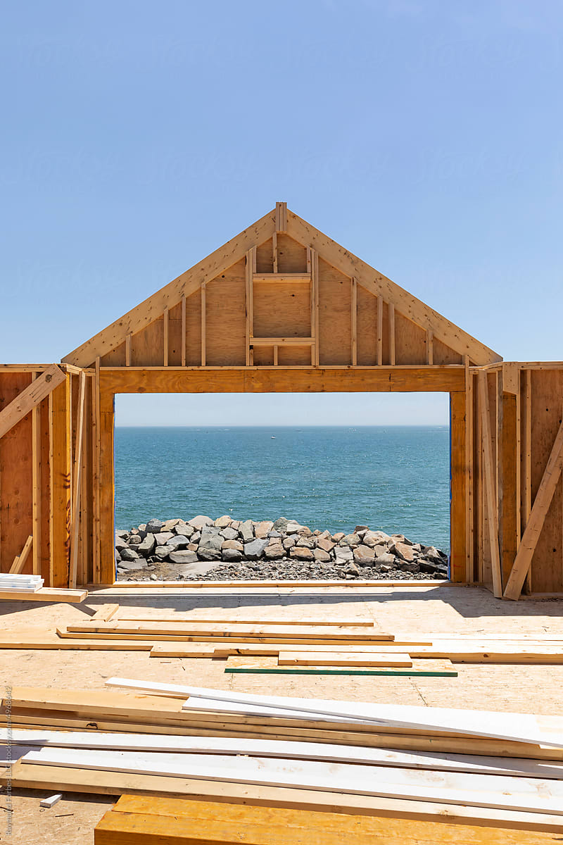 Residential Wood House Frame Under Coastal Construction