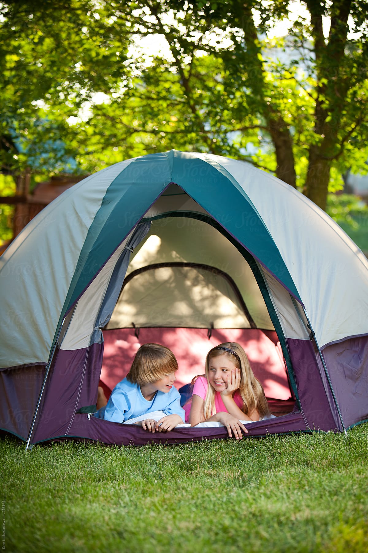 Camping: Kids Hanging Out in Tent
