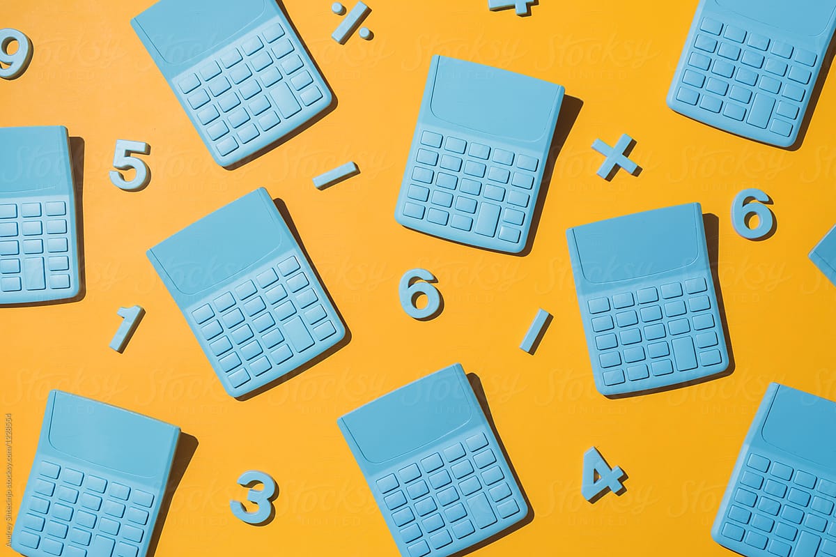 Blue calculators and numbers