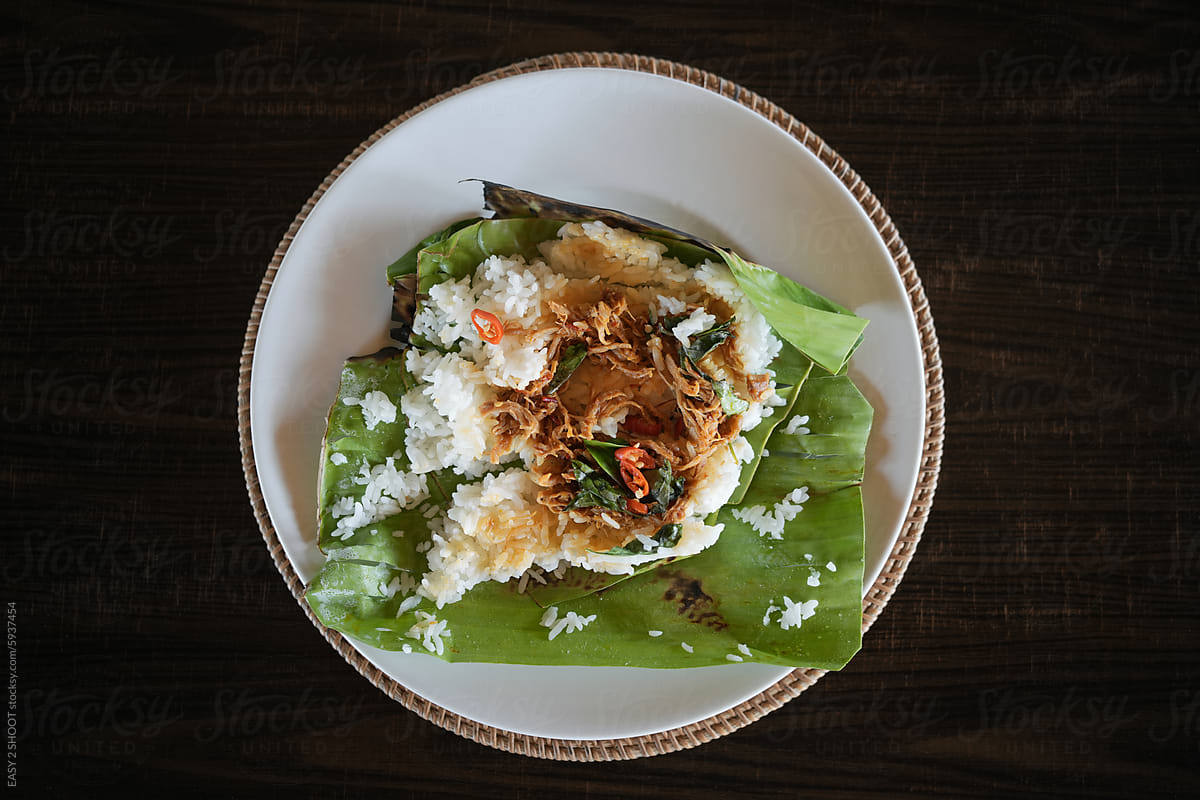 Pepes Ayam - Traditional Asian Dish on Banana Leaf