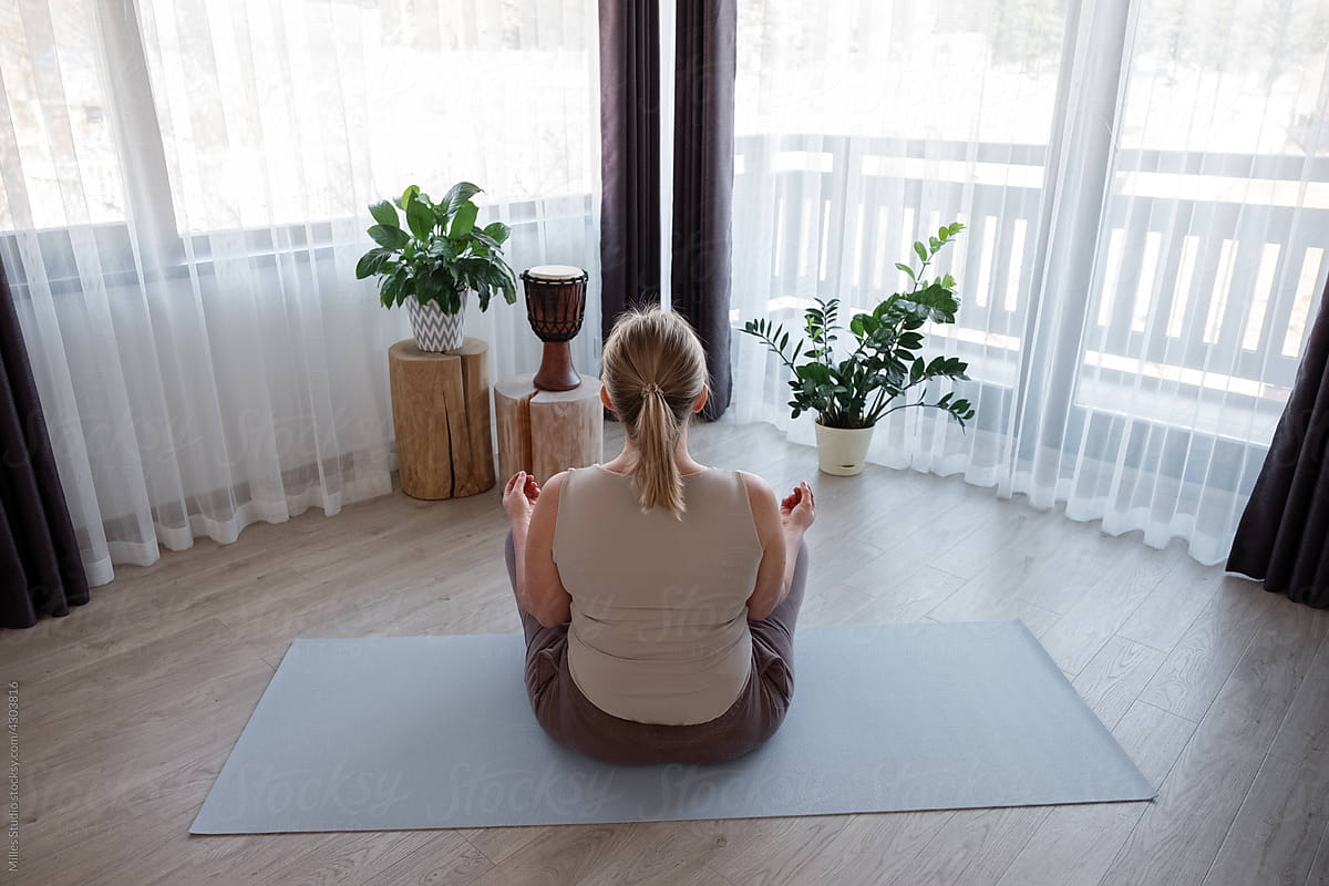 Oatmeal Studios Woman Meditating on Yoga Mat Feminine Funny
