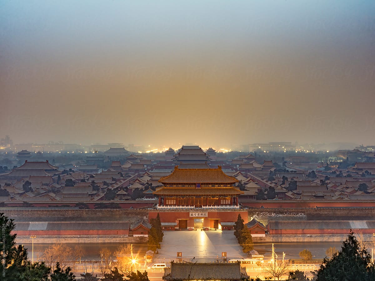 aerial view of Forbidden City in Beijing, China.