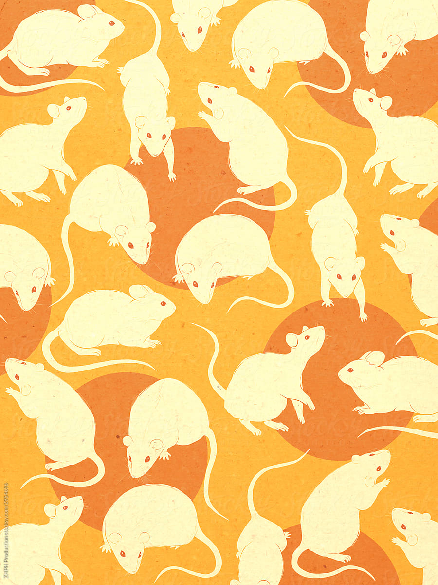 White rats pattern illustration artwork