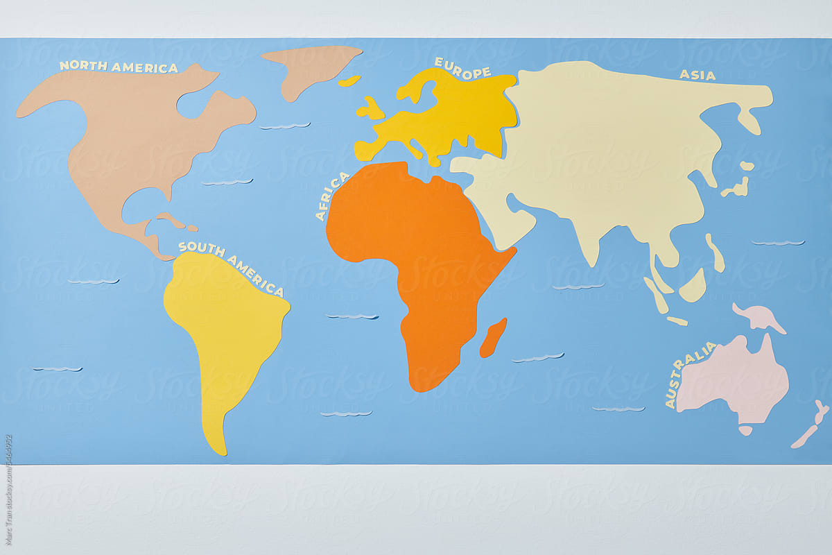Handmade paper and scrapbooking world map