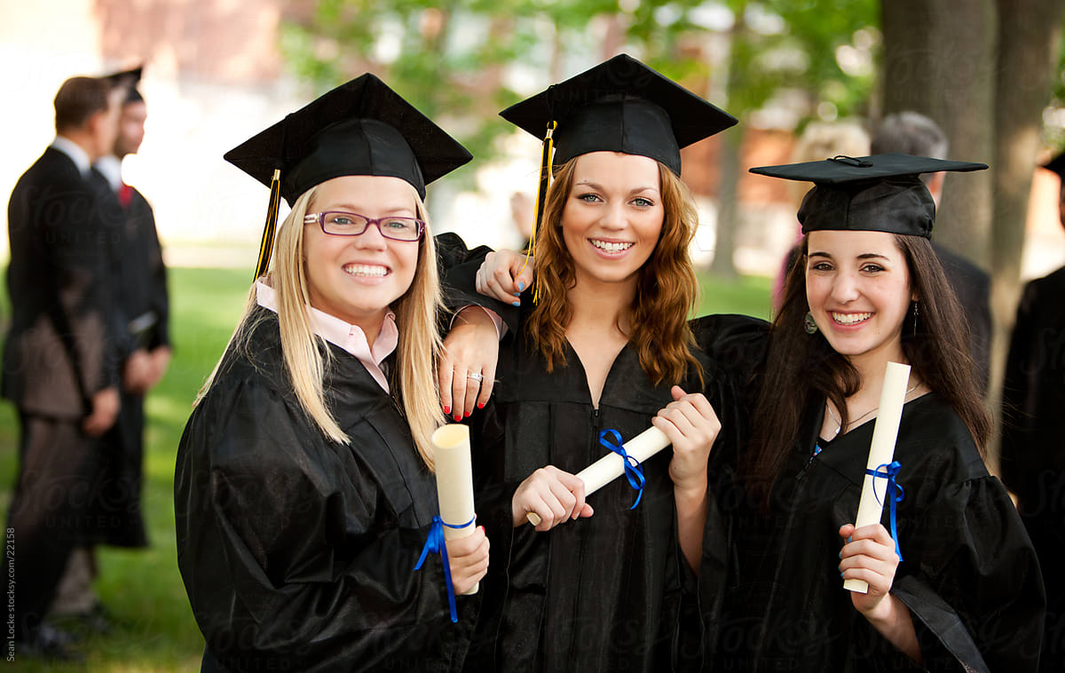 Graduation: Three Friends Together After Graduation