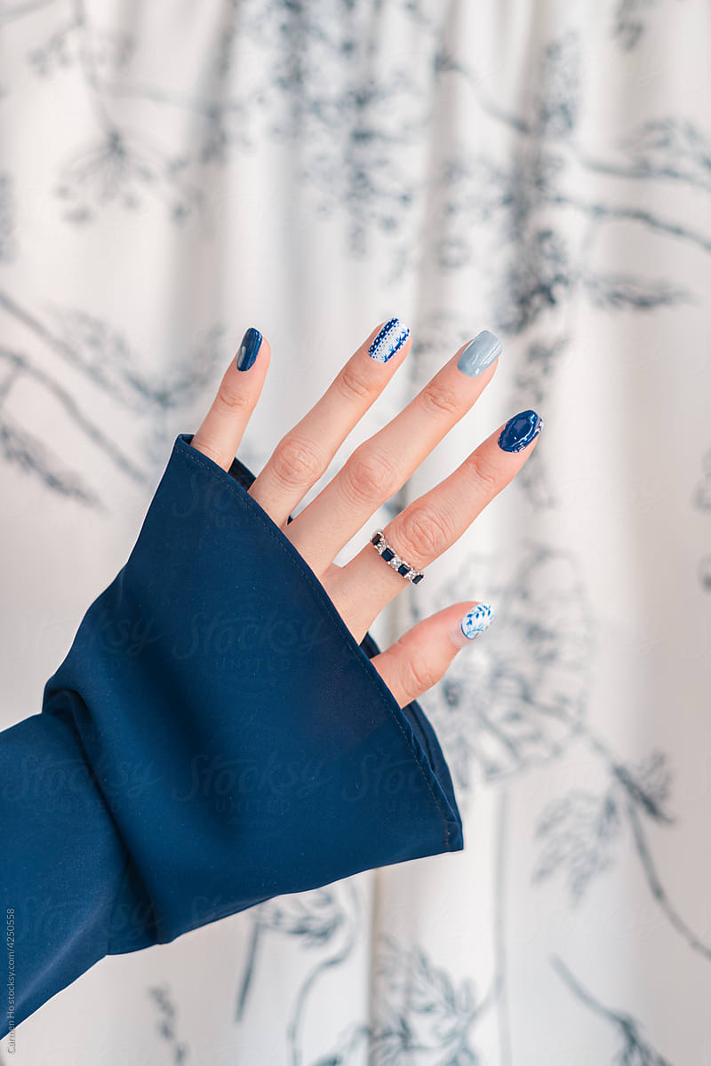 Blue Porcelain Manicure