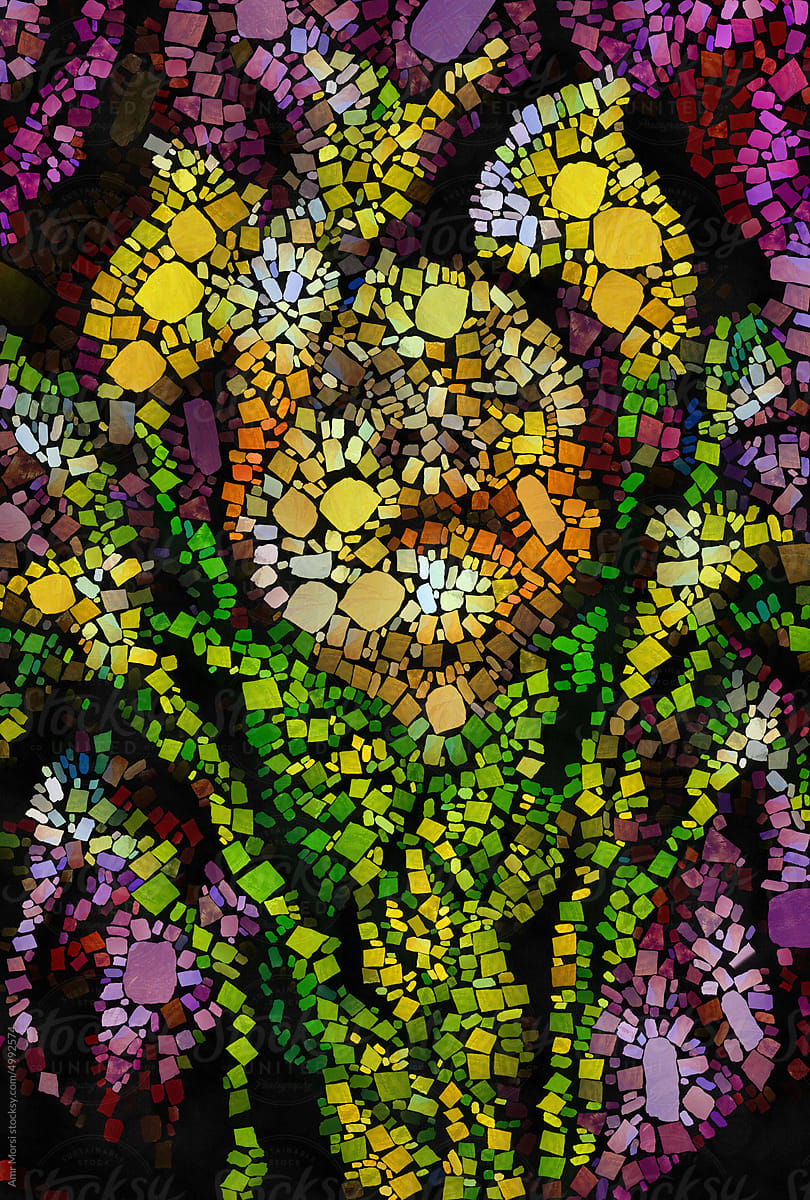 Abstract Mosaic Woman Silhouette Art Print