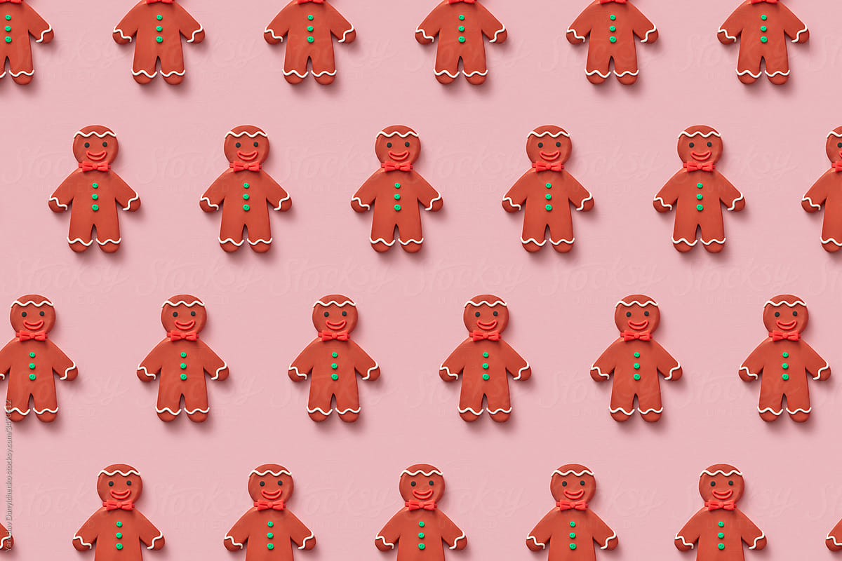 Christmas Gingerbread men pattern made from plasticine.