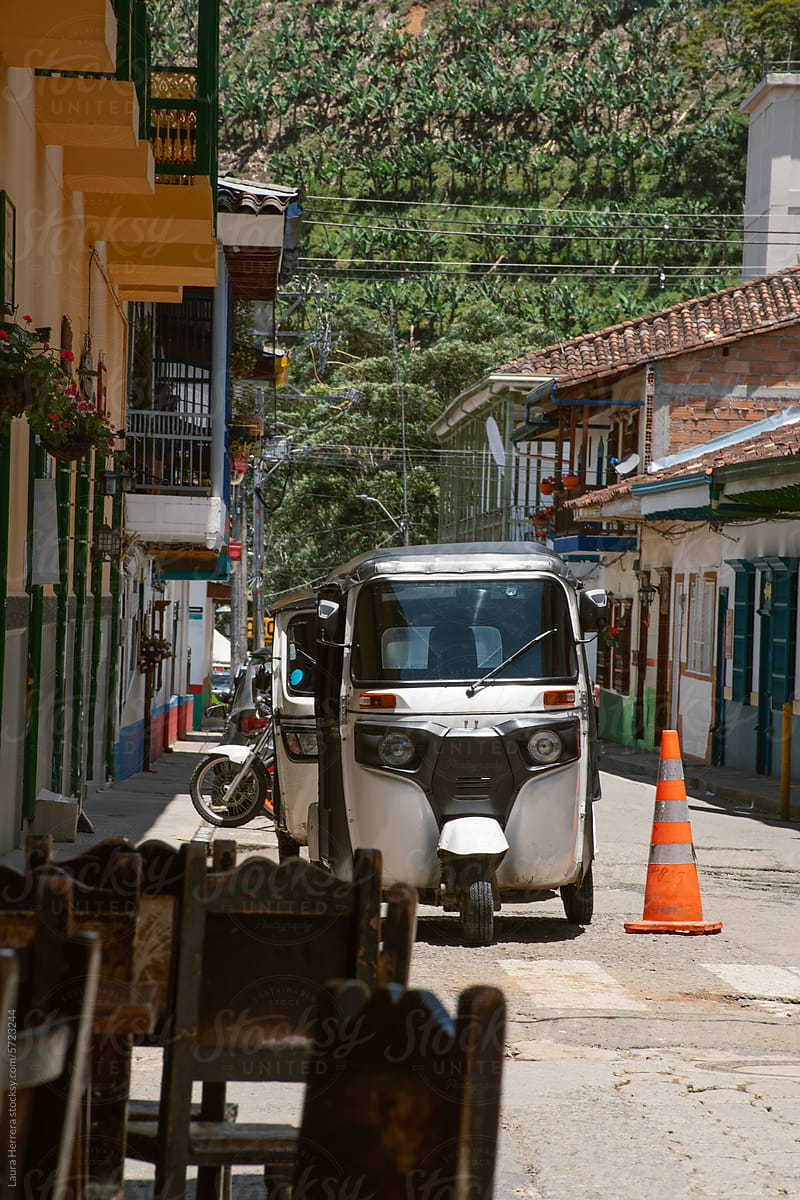 Colombian village:  Scooter Scene