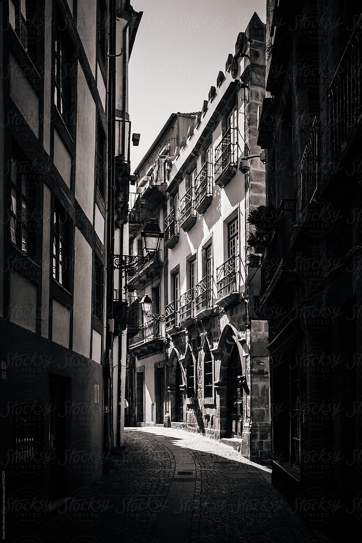 Dark alley in Oporto, Portugal