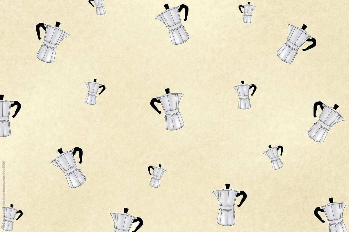 Repeating pattern of italian coffee maker illustration