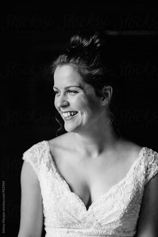 Simple Black and White Portrait of a Bride