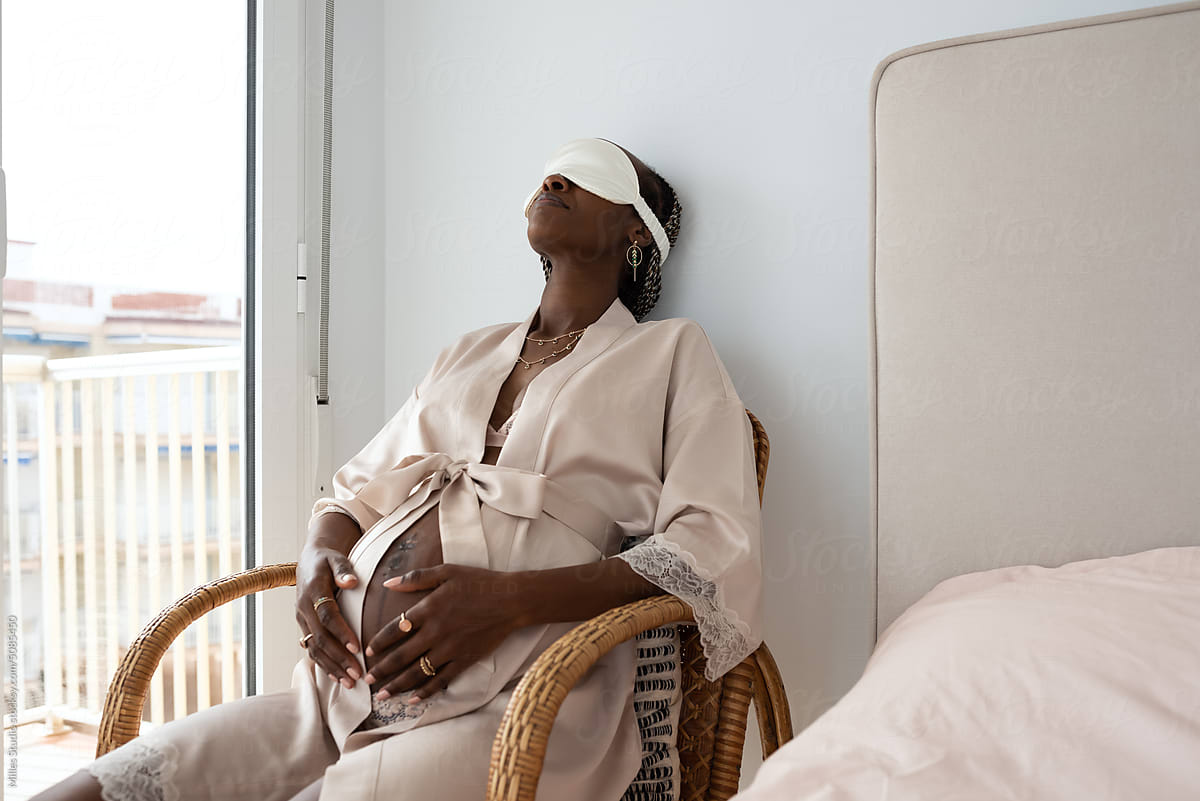 Smiling Black Pregnant Woman In Lingerie by Stocksy Contributor Milles  Studio - Stocksy