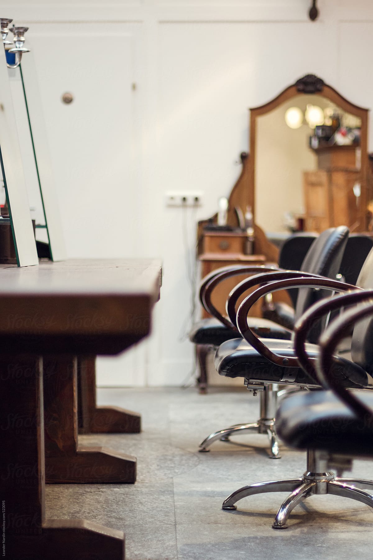 chairs in a retro hair salon