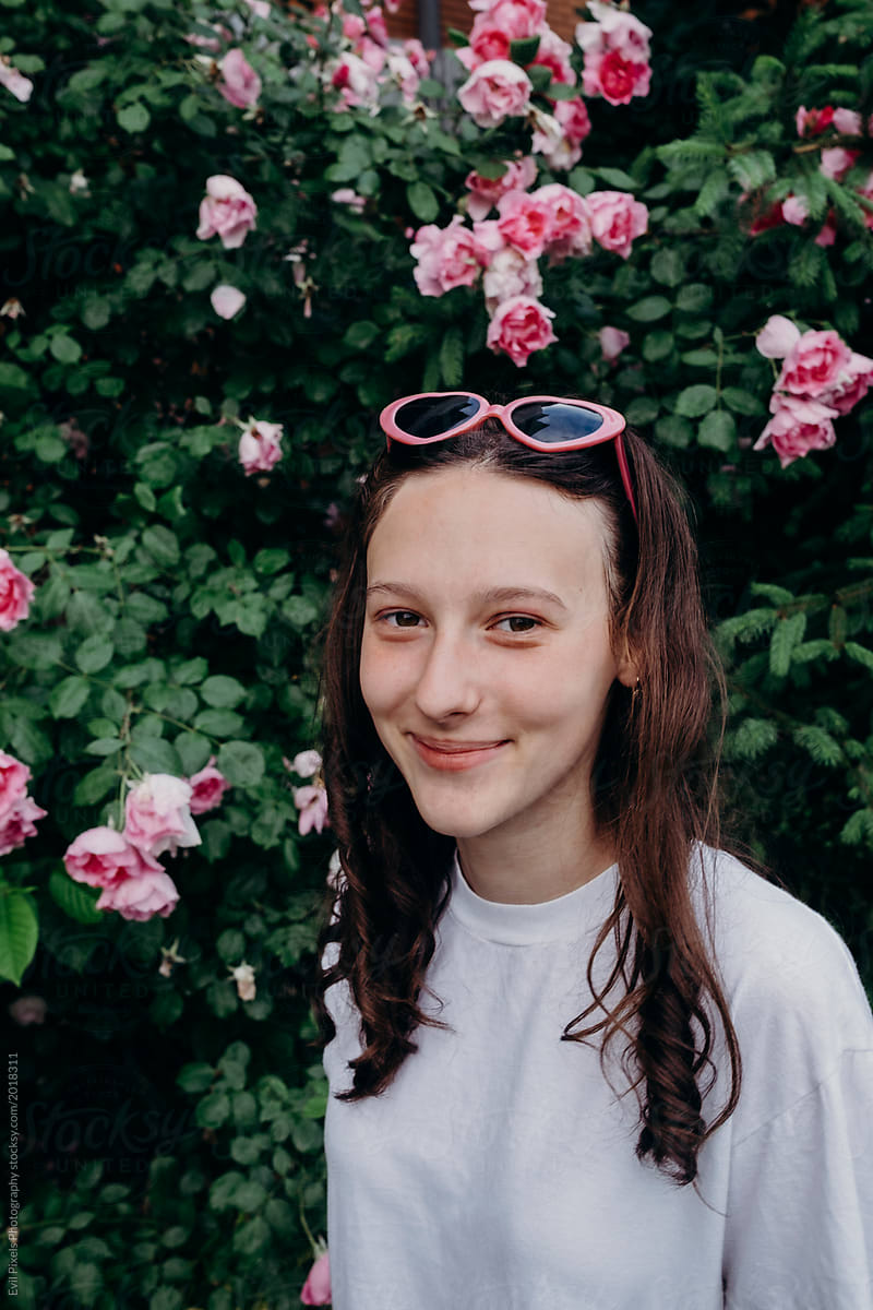 Teenage Girl With Heart Shaped Sunglasses by Stocksy Contributor  Branislava Zivic Zrnic - Stocksy